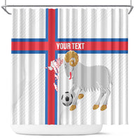 Custom Faroe Islands Football Shower Curtain Coat Of Arms Flag Style