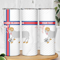 Custom Faroe Islands Football Skinny Tumbler Coat Of Arms Flag Style