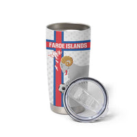 Custom Faroe Islands Football Tumbler Cup Coat Of Arms Flag Style