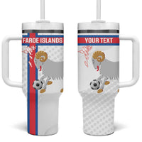 Custom Faroe Islands Football Tumbler With Handle Coat Of Arms Flag Style