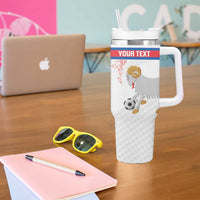 Custom Faroe Islands Football Tumbler With Handle Coat Of Arms Flag Style
