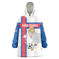 Custom Faroe Islands Football Wearable Blanket Hoodie Coat Of Arms Flag Style
