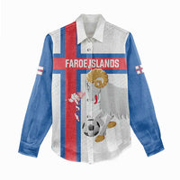 Custom Faroe Islands Football Women Casual Shirt Coat Of Arms Flag Style