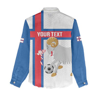 Custom Faroe Islands Football Women Casual Shirt Coat Of Arms Flag Style
