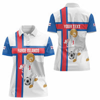 Custom Faroe Islands Football Women Polo Shirt Coat Of Arms Flag Style