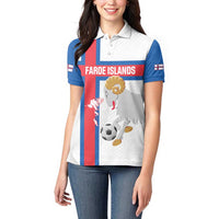 Custom Faroe Islands Football Women Polo Shirt Coat Of Arms Flag Style