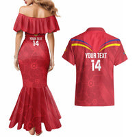 Custom Andorra Football Couples Matching Mermaid Dress and Hawaiian Shirt Come On Tricolors Poet's Narcissus