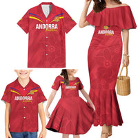 Custom Andorra Football Family Matching Mermaid Dress and Hawaiian Shirt Come On Tricolors Poet's Narcissus