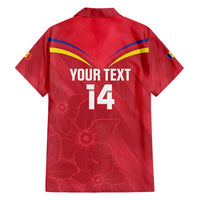 Custom Andorra Football Family Matching Short Sleeve Bodycon Dress and Hawaiian Shirt Come On Tricolors Poet's Narcissus