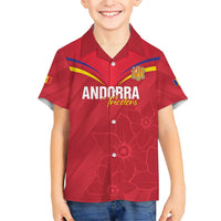 Custom Andorra Football Family Matching Short Sleeve Bodycon Dress and Hawaiian Shirt Come On Tricolors Poet's Narcissus