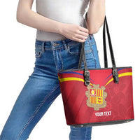 Custom Andorra Football Leather Tote Bag Come On Tricolors Poet's Narcissus