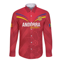 Custom Andorra Football Long Sleeve Button Shirt Come On Tricolors Poet's Narcissus