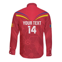 Custom Andorra Football Long Sleeve Button Shirt Come On Tricolors Poet's Narcissus