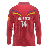 Custom Andorra Football Long Sleeve Polo Shirt Come On Tricolors Poet's Narcissus