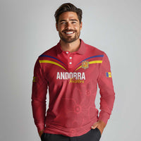 Custom Andorra Football Long Sleeve Polo Shirt Come On Tricolors Poet's Narcissus