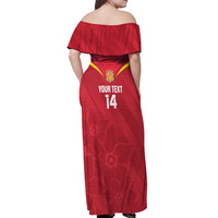 Custom Andorra Football Off Shoulder Maxi Dress Come On Tricolors Poet's Narcissus