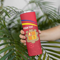 Custom Andorra Football Skinny Tumbler Come On Tricolors Poet's Narcissus