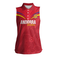 Custom Andorra Football Women Sleeveless Polo Shirt Come On Tricolors Poet's Narcissus
