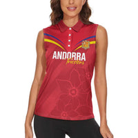 Custom Andorra Football Women Sleeveless Polo Shirt Come On Tricolors Poet's Narcissus