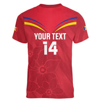Custom Andorra Football Women V-Neck T-Shirt Come On Tricolors Poet's Narcissus
