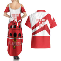 Custom Gibraltar Football Couples Matching Summer Maxi Dress and Hawaiian Shirt Castle And Key Sporty Style