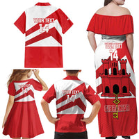 Custom Gibraltar Football Family Matching Off Shoulder Maxi Dress and Hawaiian Shirt Castle And Key Sporty Style