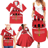 Custom Gibraltar Football Family Matching Summer Maxi Dress and Hawaiian Shirt Castle And Key Sporty Style