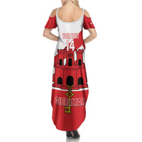 Custom Gibraltar Football Family Matching Summer Maxi Dress and Hawaiian Shirt Castle And Key Sporty Style