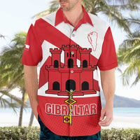 Custom Gibraltar Football Hawaiian Shirt Castle And Key Sporty Style