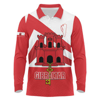 Custom Gibraltar Football Long Sleeve Polo Shirt Castle And Key Sporty Style