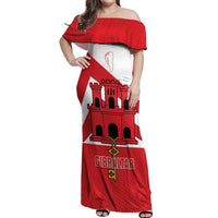 Custom Gibraltar Football Off Shoulder Maxi Dress Castle And Key Sporty Style