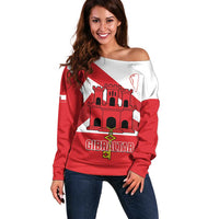 Custom Gibraltar Football Off Shoulder Sweater Castle And Key Sporty Style