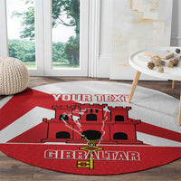Custom Gibraltar Football Round Carpet Castle And Key Sporty Style