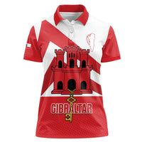 Custom Gibraltar Football Women Polo Shirt Castle And Key Sporty Style