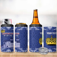 Custom Liechtenstein Football 4 in 1 Can Cooler Tumbler Go Blue-Reds Gutenberg Castle