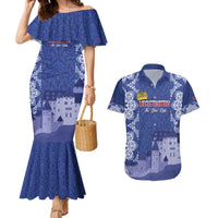 Custom Liechtenstein Football Couples Matching Mermaid Dress and Hawaiian Shirt Go Blue-Reds Gutenberg Castle