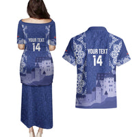 Custom Liechtenstein Football Couples Matching Puletasi and Hawaiian Shirt Go Blue-Reds Gutenberg Castle