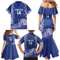 Custom Liechtenstein Football Family Matching Mermaid Dress and Hawaiian Shirt Go Blue-Reds Gutenberg Castle
