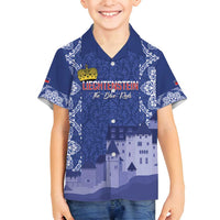 Custom Liechtenstein Football Family Matching Puletasi and Hawaiian Shirt Go Blue-Reds Gutenberg Castle