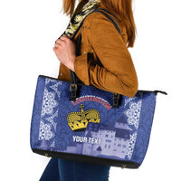 Custom Liechtenstein Football Leather Tote Bag Go Blue-Reds Gutenberg Castle