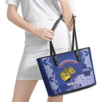 Custom Liechtenstein Football Leather Tote Bag Go Blue-Reds Gutenberg Castle