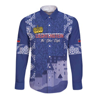 Custom Liechtenstein Football Long Sleeve Button Shirt Go Blue-Reds Gutenberg Castle