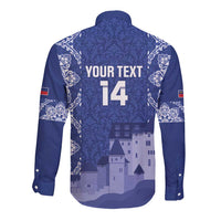 Custom Liechtenstein Football Long Sleeve Button Shirt Go Blue-Reds Gutenberg Castle