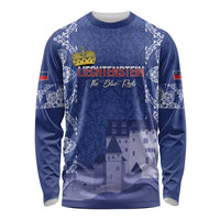Custom Liechtenstein Football Long Sleeve Shirt Go Blue-Reds Gutenberg Castle