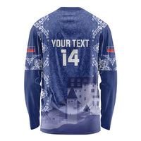 Custom Liechtenstein Football Long Sleeve Shirt Go Blue-Reds Gutenberg Castle