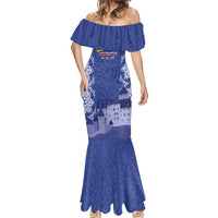 Custom Liechtenstein Football Mermaid Dress Go Blue-Reds Gutenberg Castle