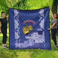 Custom Liechtenstein Football Quilt Go Blue-Reds Gutenberg Castle