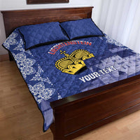 Custom Liechtenstein Football Quilt Bed Set Go Blue-Reds Gutenberg Castle