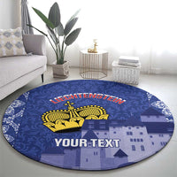 Custom Liechtenstein Football Round Carpet Go Blue-Reds Gutenberg Castle
