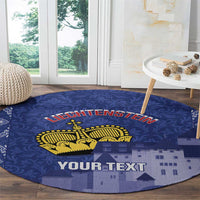 Custom Liechtenstein Football Round Carpet Go Blue-Reds Gutenberg Castle